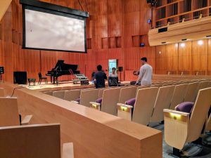 Setting up in Hatch Hall